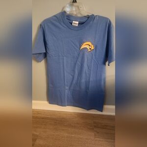 Light Blue Short Sleeve Tee with  Sabres Gold Logo